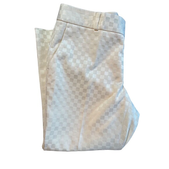 Banana Republic Hampton Pants Women's White Cream Checkerboard Cropped Petite 8 - Picture 14 of 15